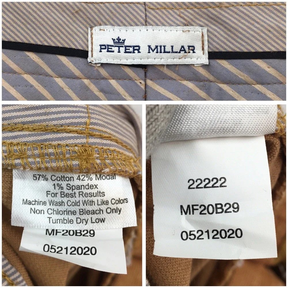 Peter Millar Mens Corduroy Pants Brown Size 42 Straight Casual Trousers (ALTERED